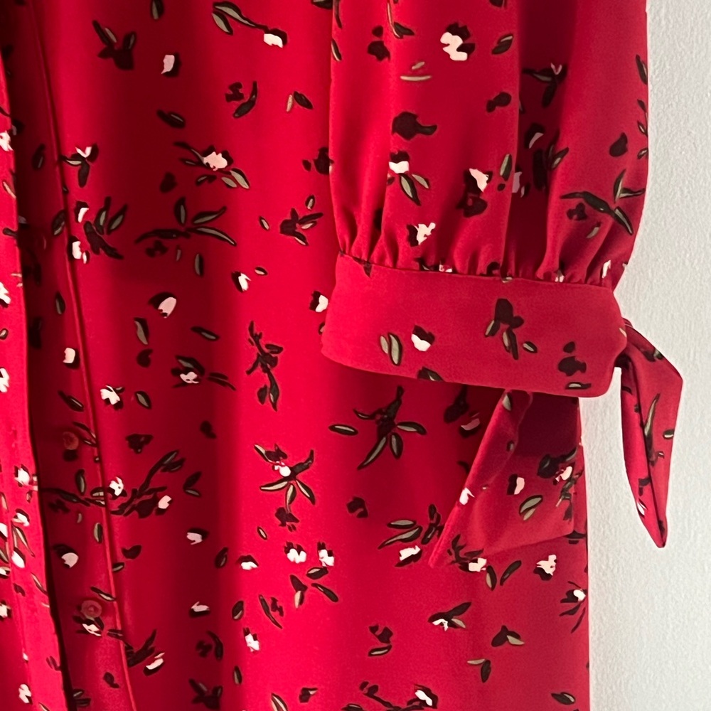 Vibrant Red Floral Dress